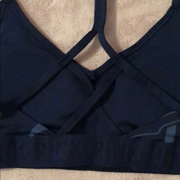 VS PINK Ult Lightly Lined Sports Bra Blue logo - Picture 4 of 7
